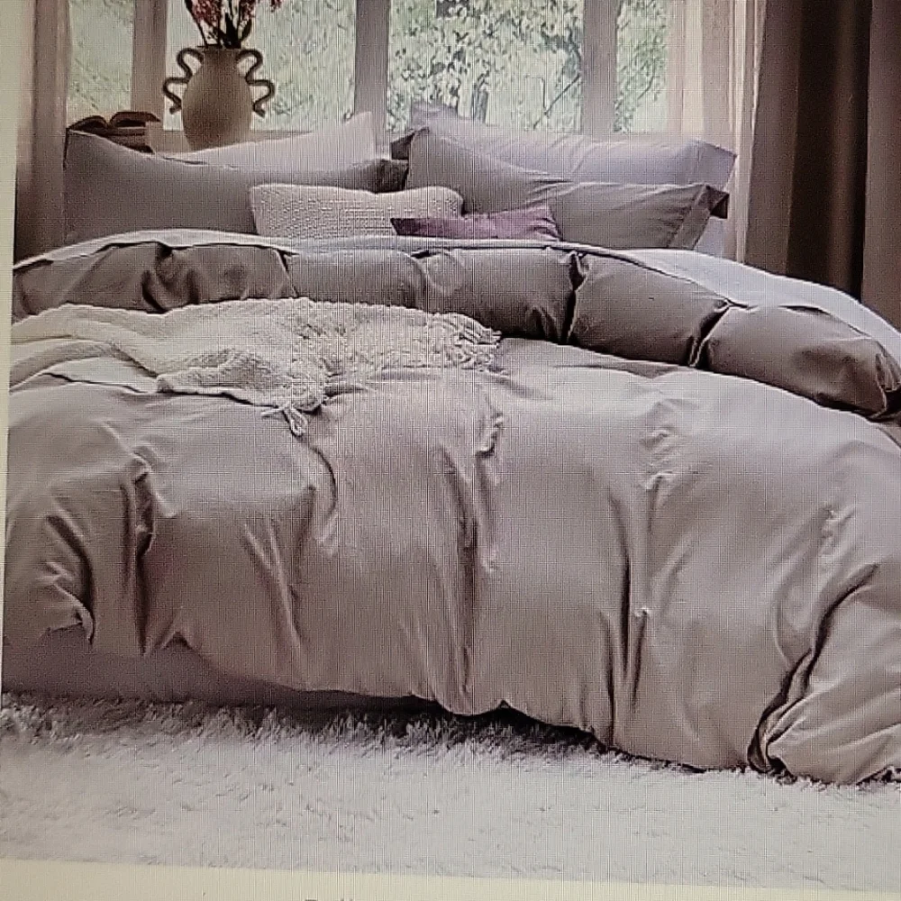 Bedsure tan 3 piece duvet cover set Full 80x90